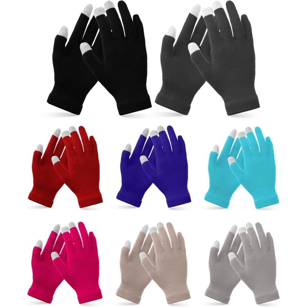 8 Pairs Women's Winter Gloves Warm and Fleece Lining Knit Touchscreen Elastic Cu